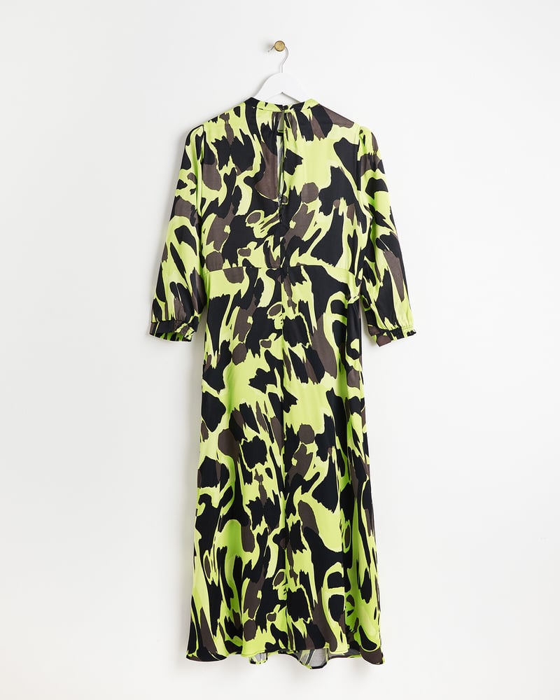 Abstract Print Green Midi Dress
