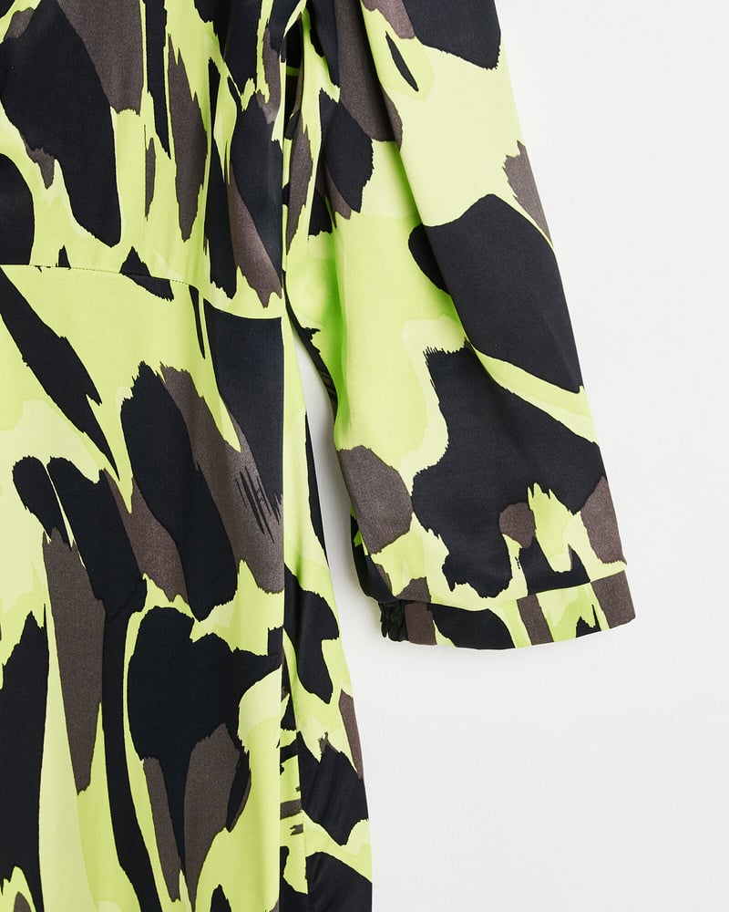 Abstract Print Green Midi Dress