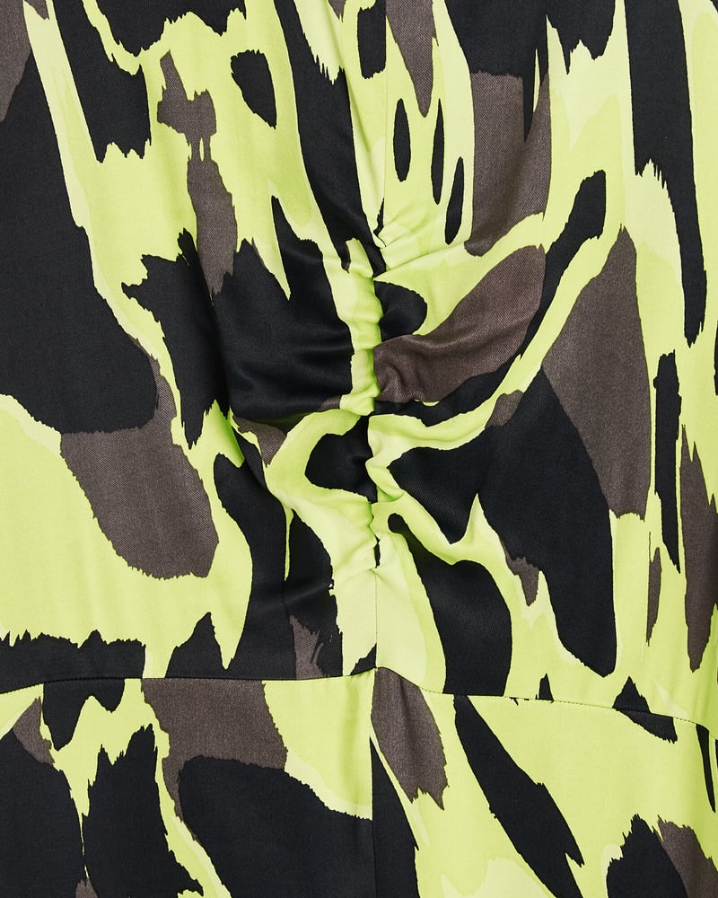 Abstract Print Green Midi Dress