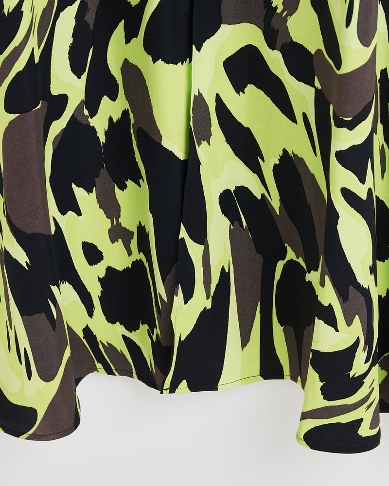 Abstract Print Green Midi Dress