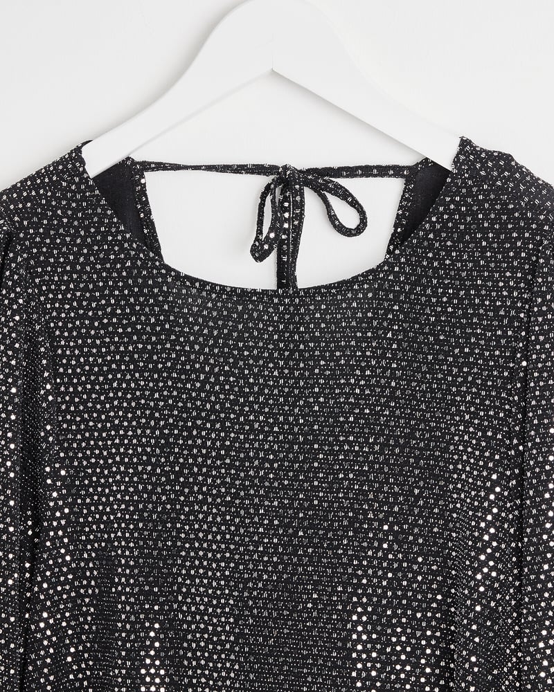 Black Sparkle Cowl Back Mini Dress