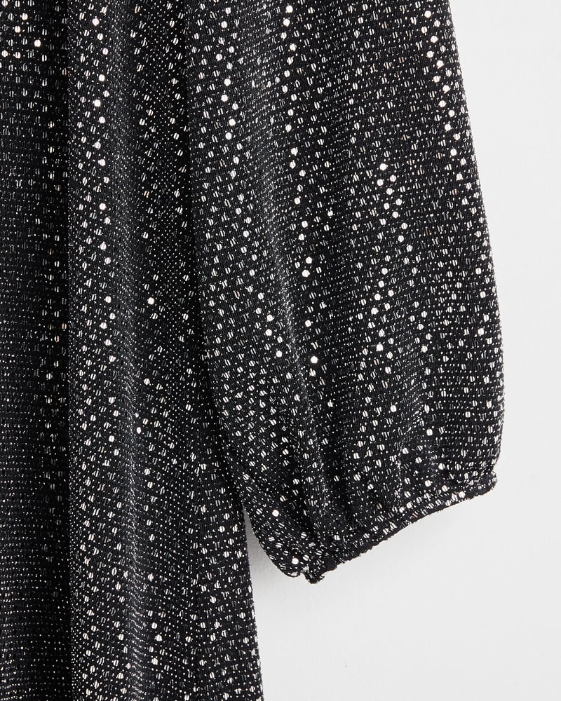 Black Sparkle Cowl Back Mini Dress