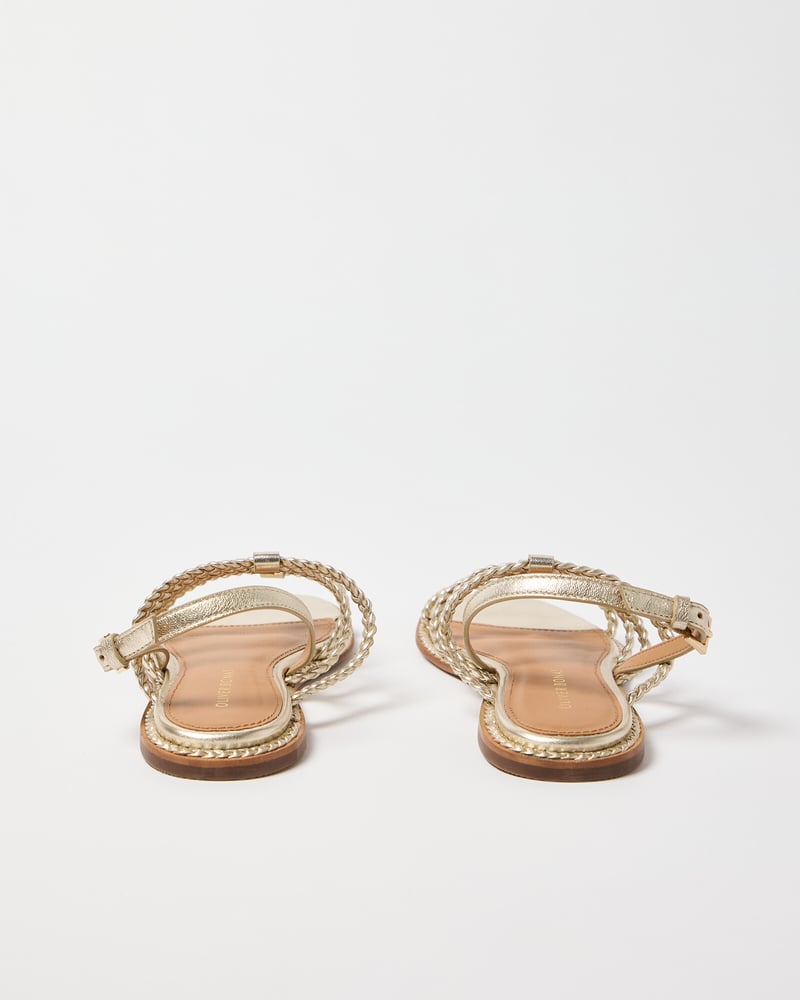 Plaited Gold Leather Gladiator Sandals