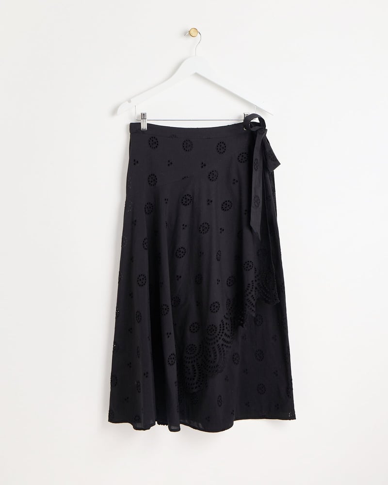 Broderie Black Midi Skirt