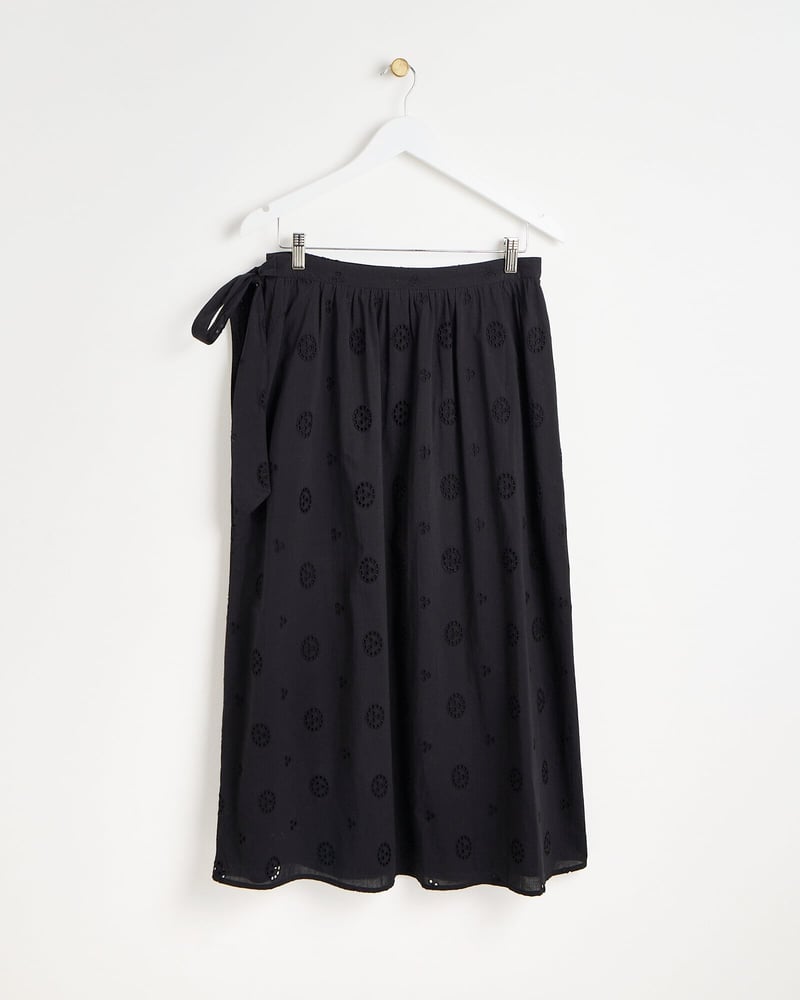 Broderie Black Midi Skirt
