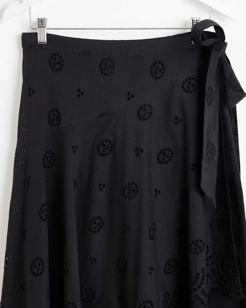 Broderie Black Midi Skirt