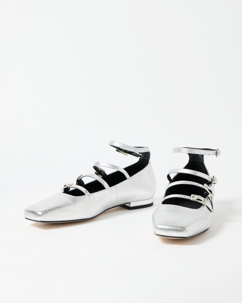 Alohas Luke Shimmer Silver Metallic Leather Ballet Flats