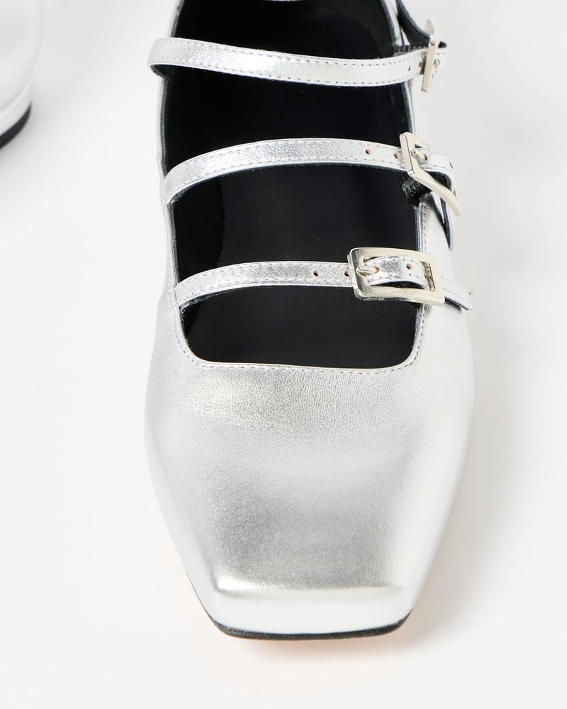 Alohas Luke Shimmer Silver Metallic Leather Ballet Flats