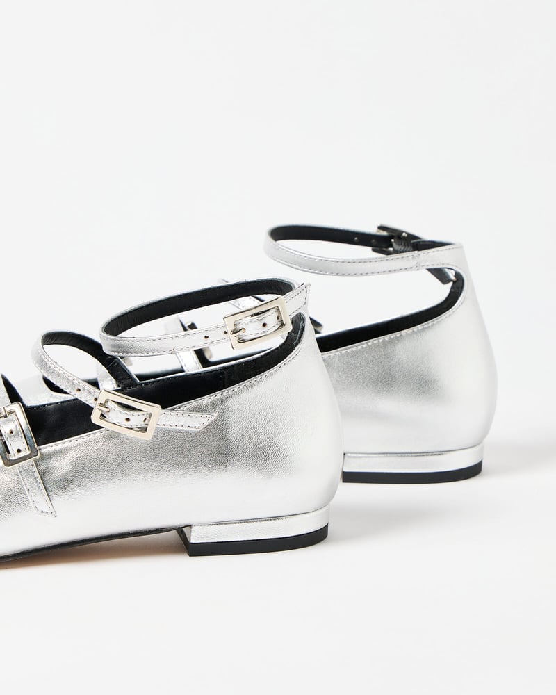 Alohas Luke Shimmer Silver Metallic Leather Ballet Flats