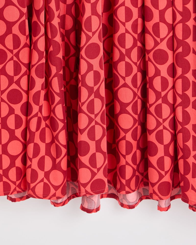 Pink & Red Geometric Print V-Neck Mini Dress