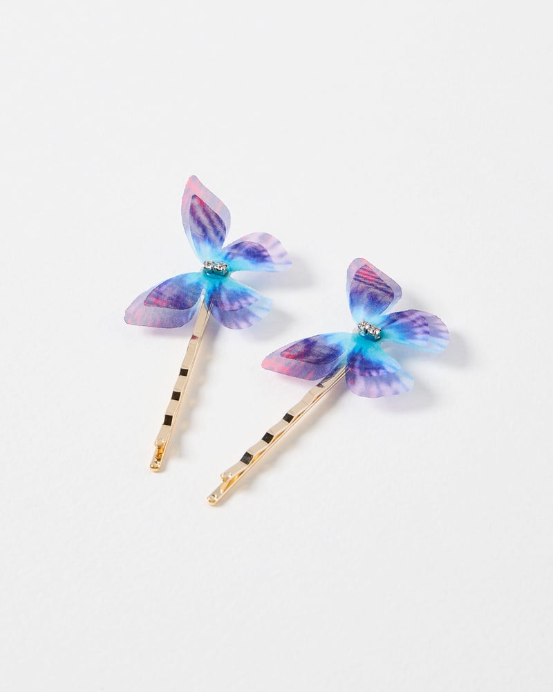 Belle Blue Butterfly Hair Slides Set of Two