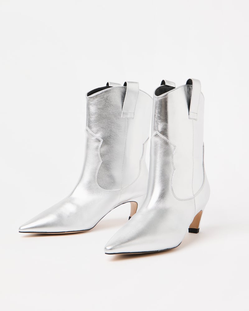 Shoe The Bear Dicte Silver Leather Western Cowboy Boots