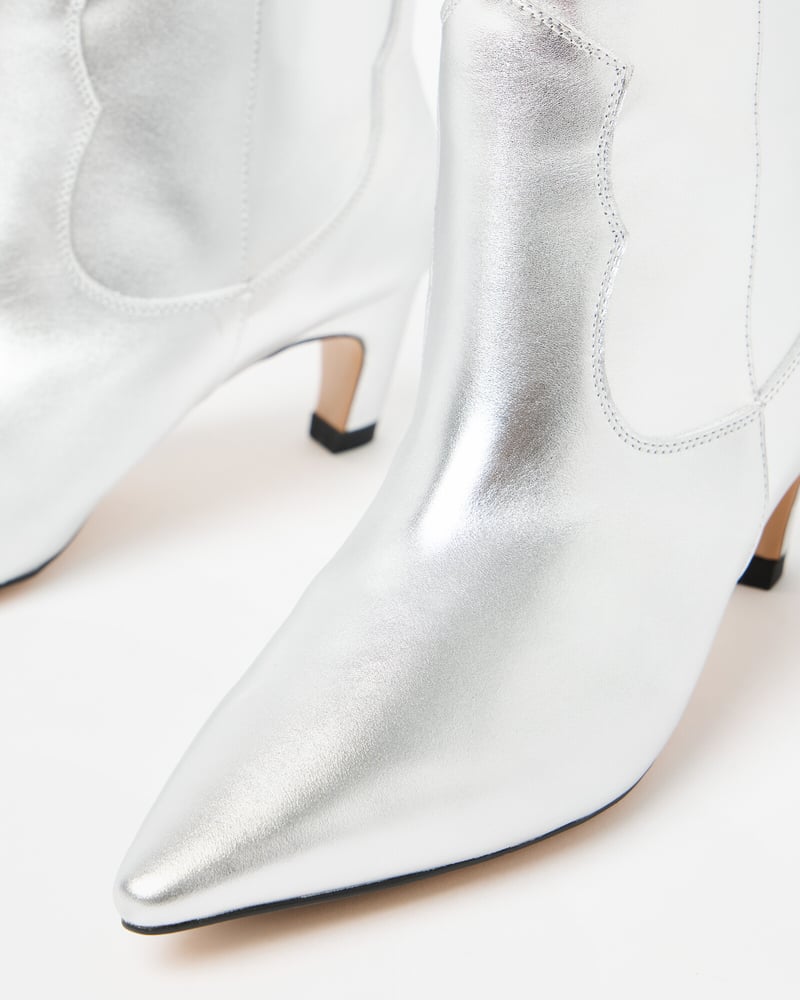 Shoe The Bear Dicte Silver Leather Western Cowboy Boots