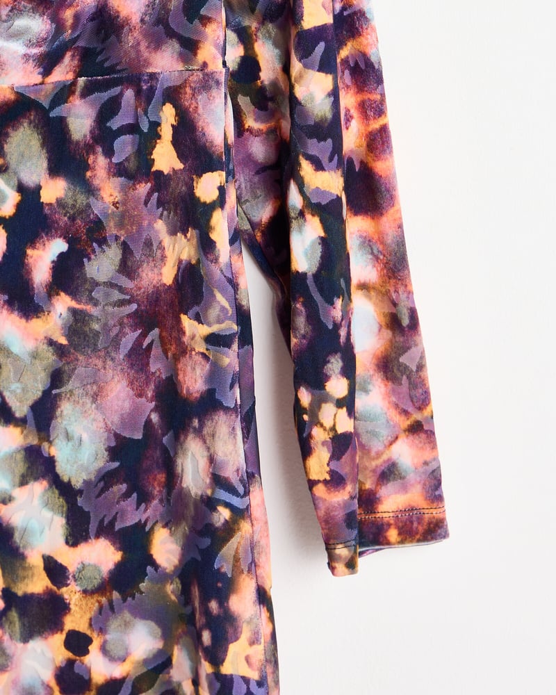 Abstract Print V-Neck Ruched Mini Dress