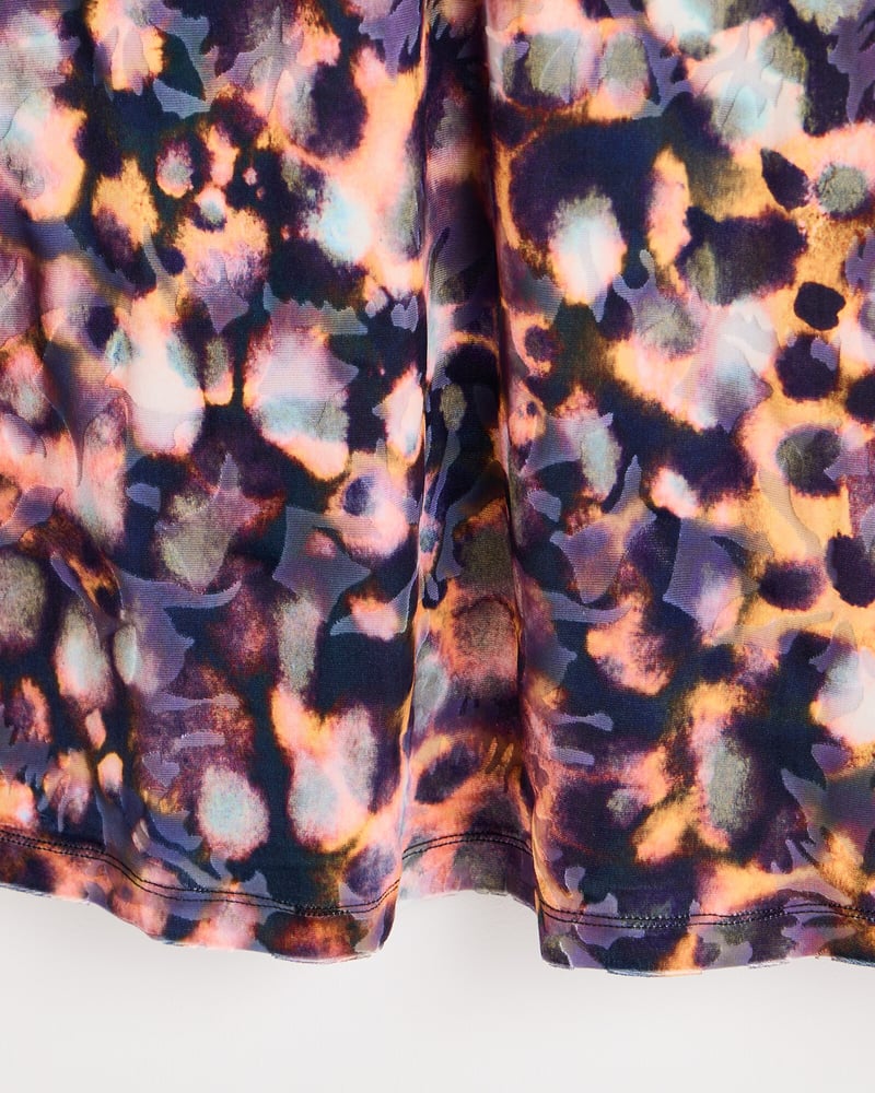 Abstract Print V-Neck Ruched Mini Dress