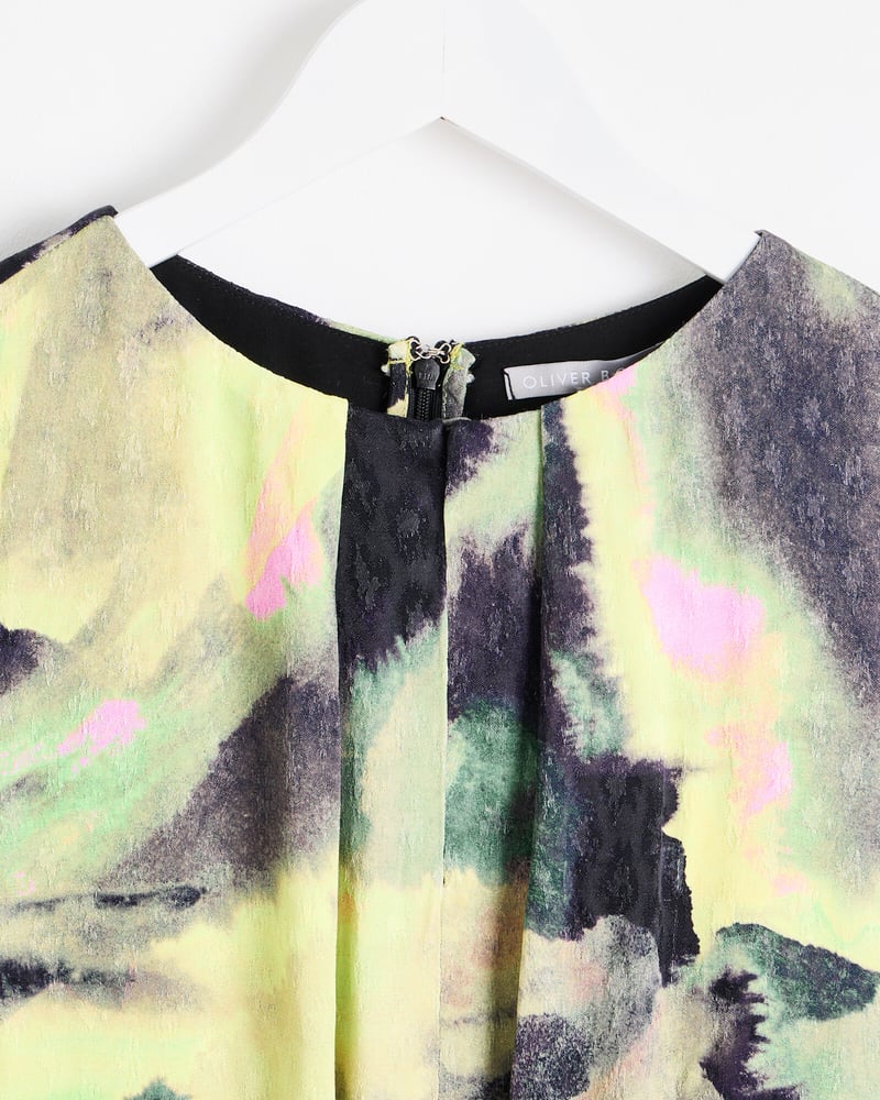 Green Infinity Print Long Sleeve Midi Dress