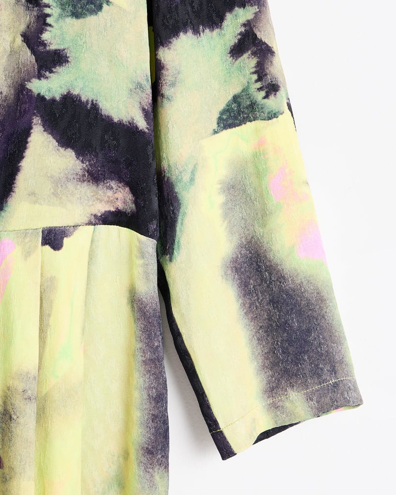 Green Infinity Print Long Sleeve Midi Dress