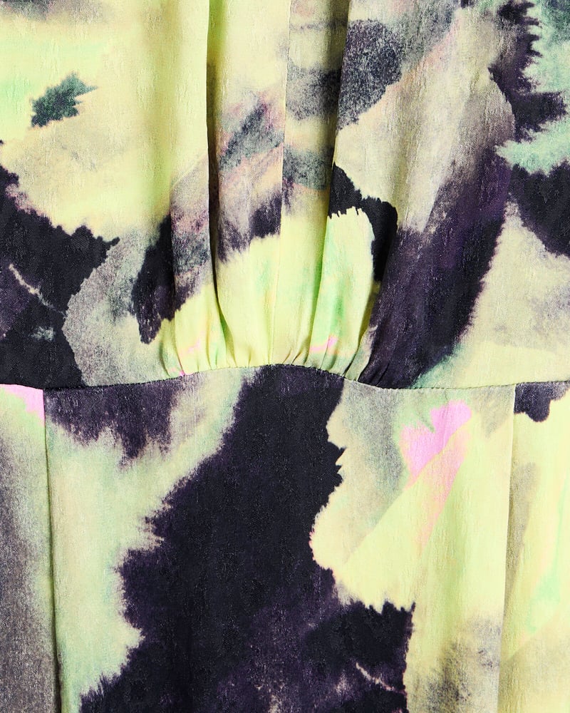 Green Infinity Print Long Sleeve Midi Dress