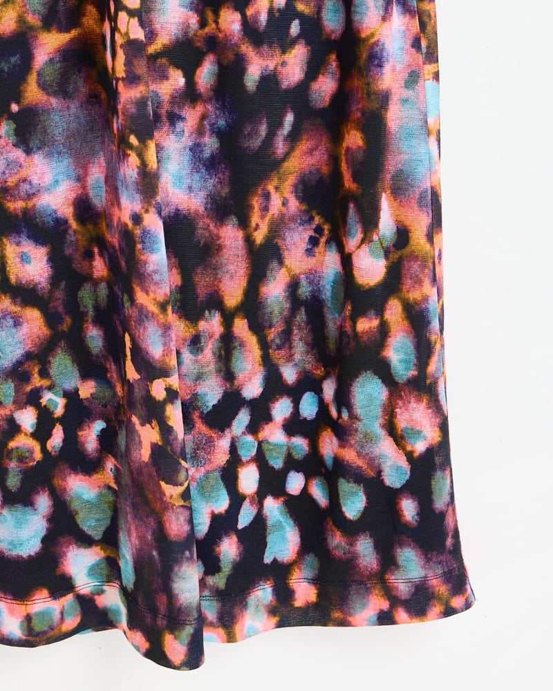 Abstract Print Ruched Long Sleeve Midi Dress