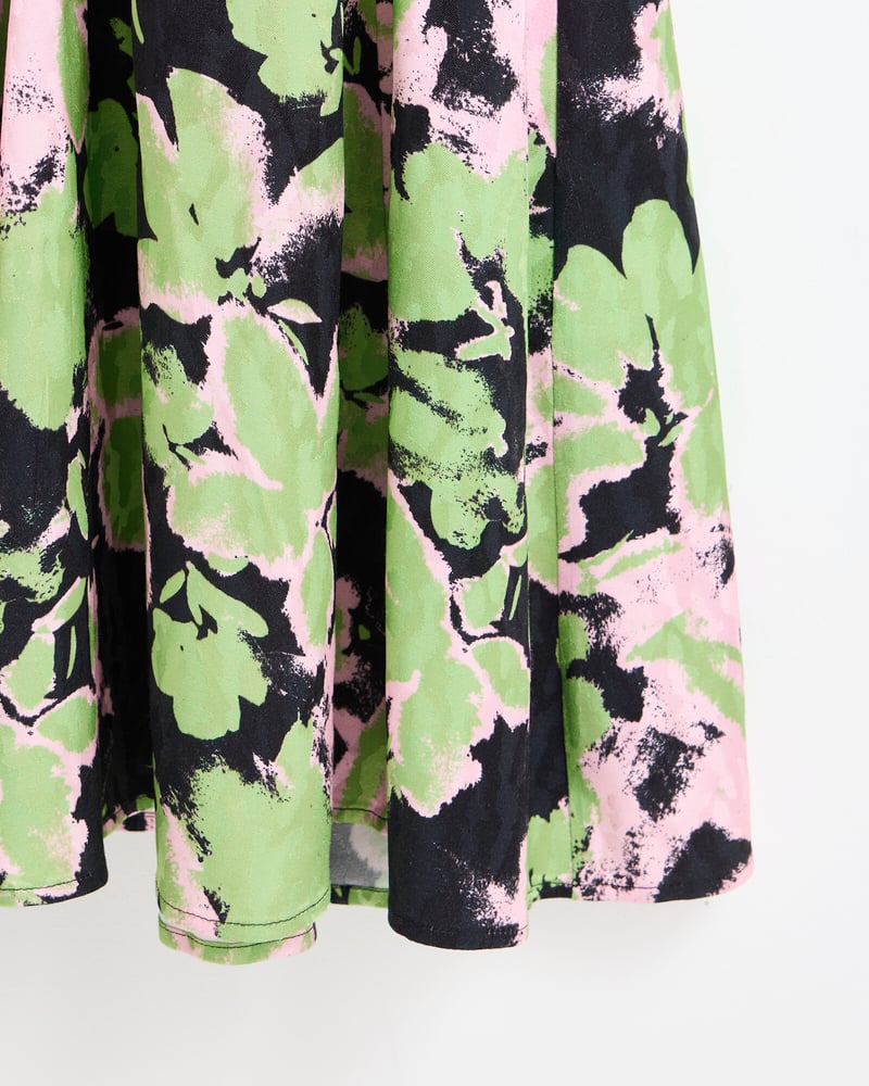 Green & Pink Floral Midi Dress