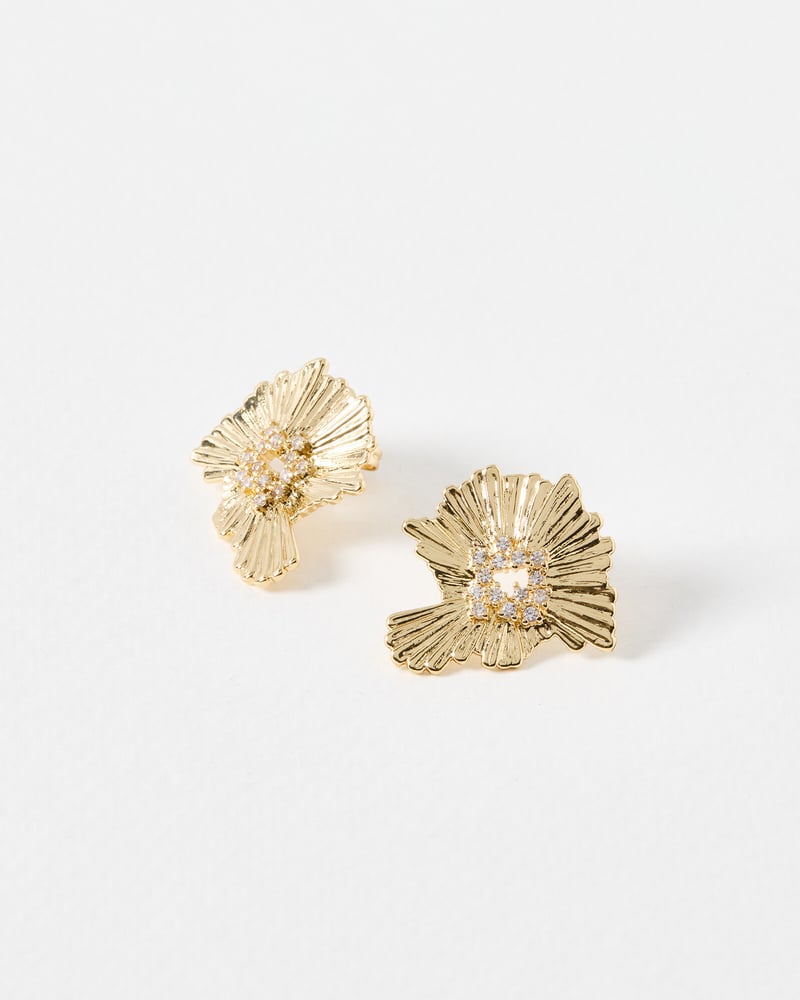 Ariella Organic Shape Gold Tone Statement Earrings
