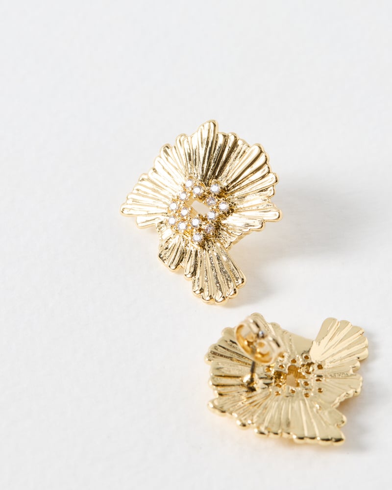 Ariella Organic Shape Gold Tone Statement Earrings