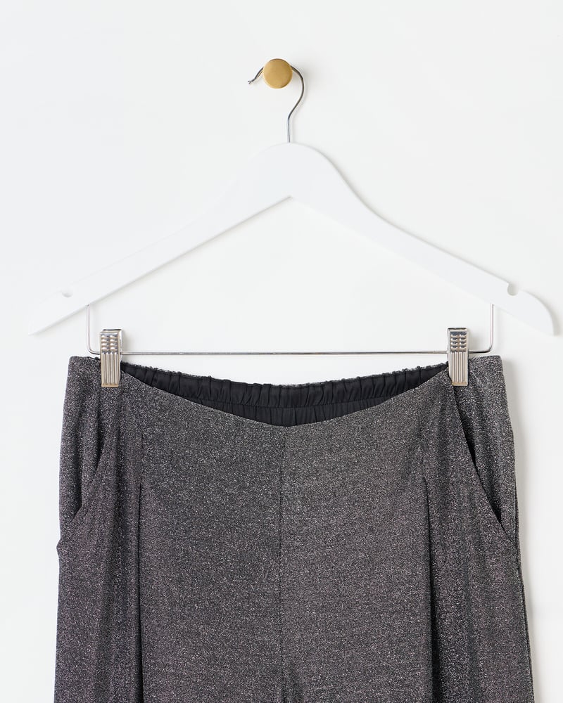 Silver Shimmer Metallic Wide Leg Trousers