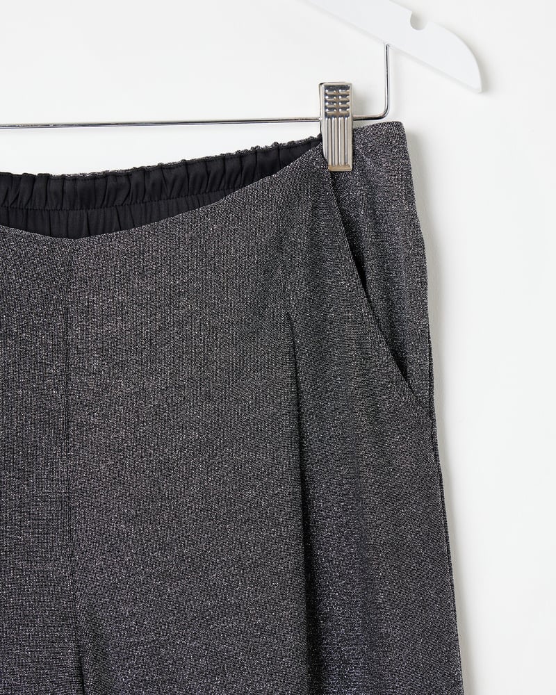 Silver Shimmer Metallic Wide Leg Trousers
