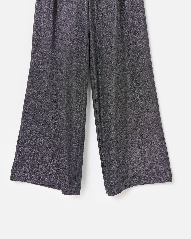 Silver Shimmer Metallic Wide Leg Trousers
