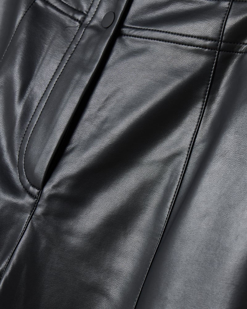 Black Faux Leather Tapered Trousers