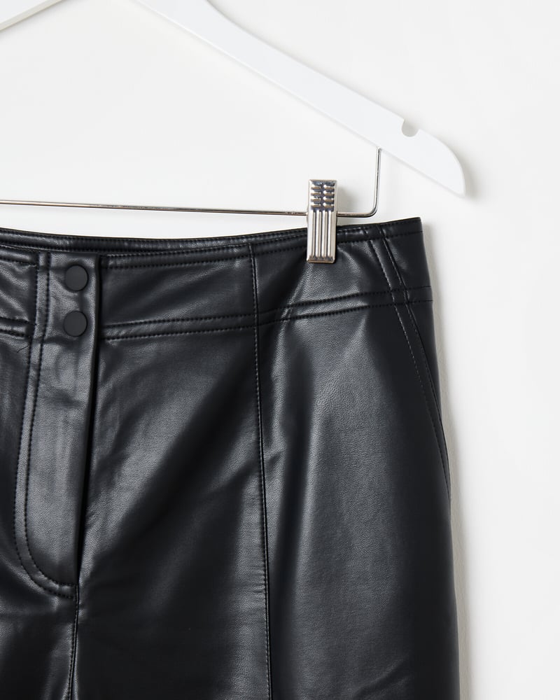 Black Faux Leather Tapered Trousers