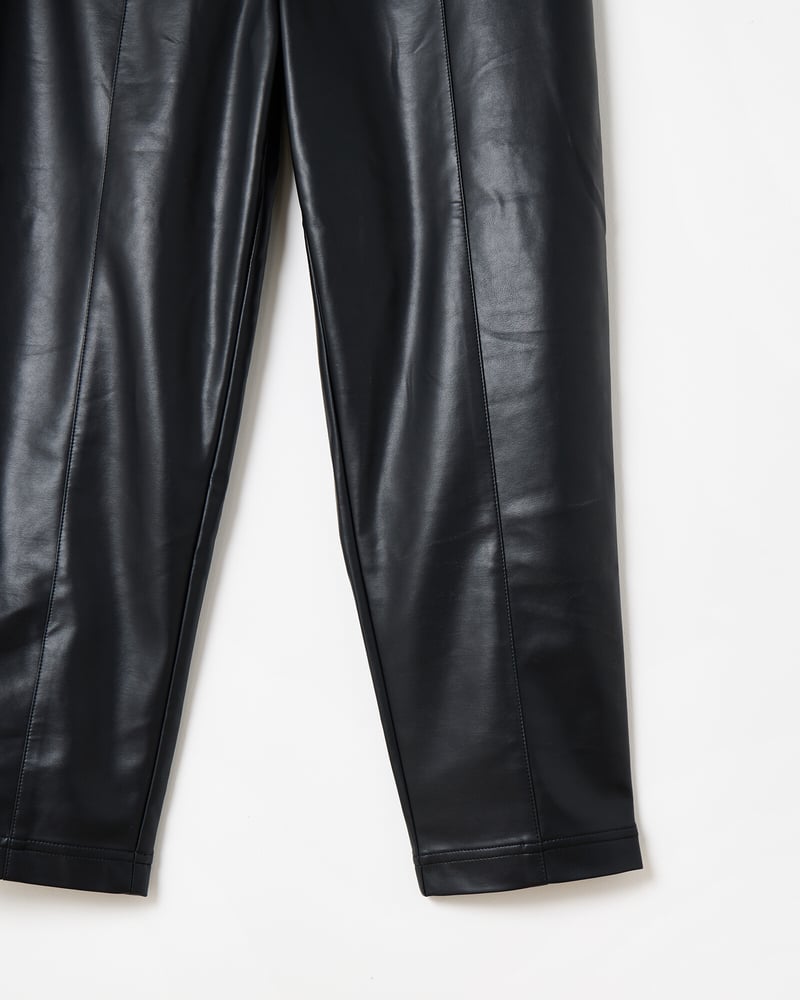 Black Faux Leather Tapered Trousers