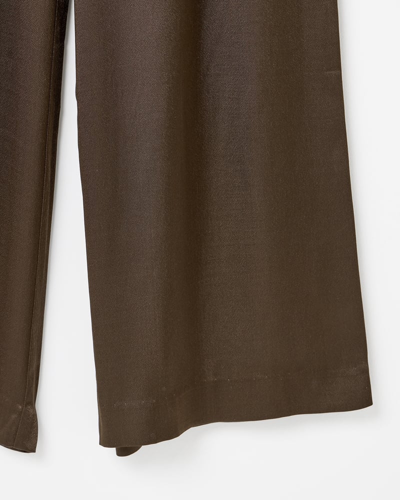 Khaki Green Satin Wide Leg Trousers