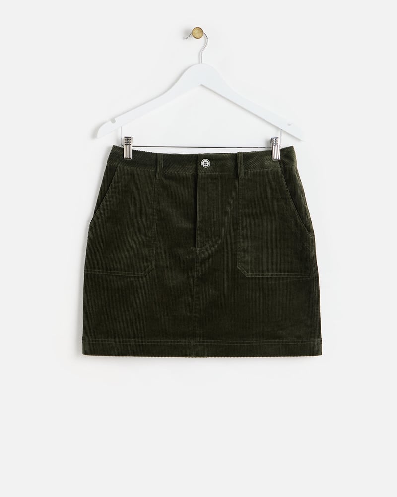 Khaki Green Corduroy Mini Skirt