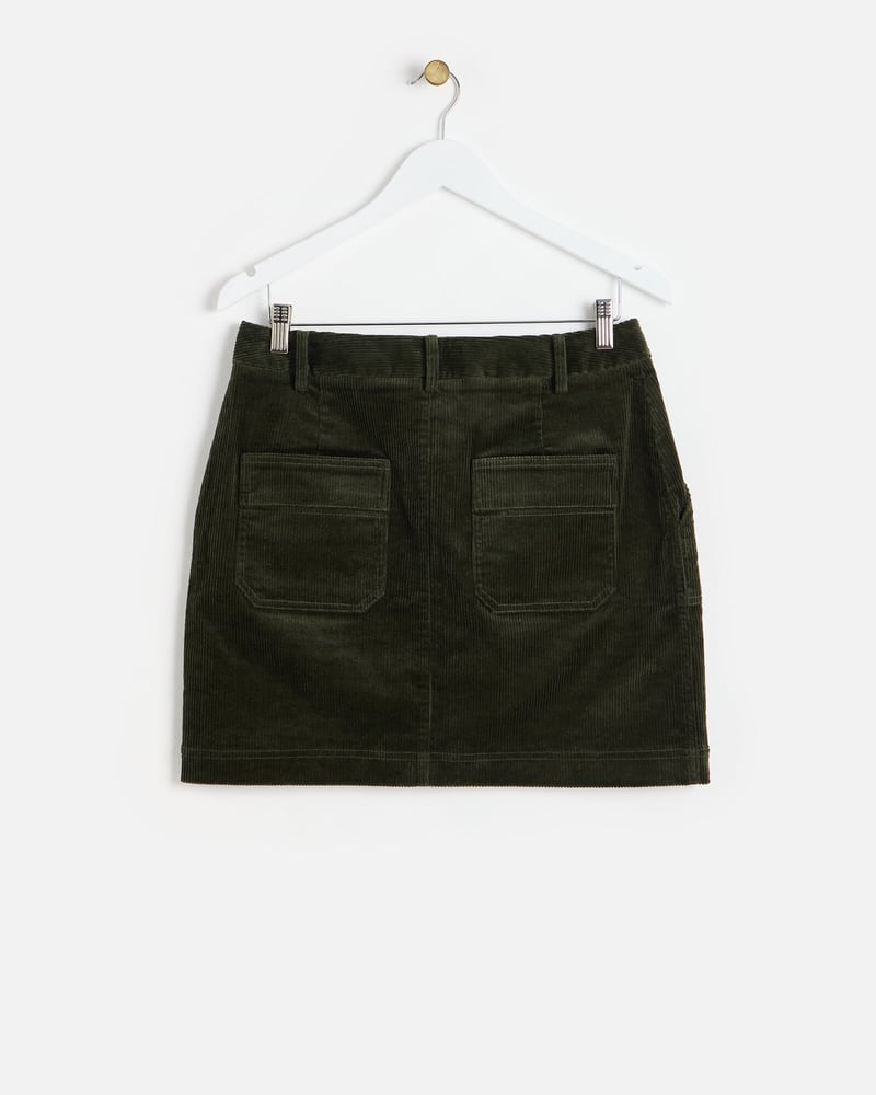 Khaki Green Corduroy Mini Skirt