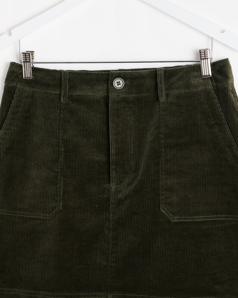 Khaki Green Corduroy Mini Skirt