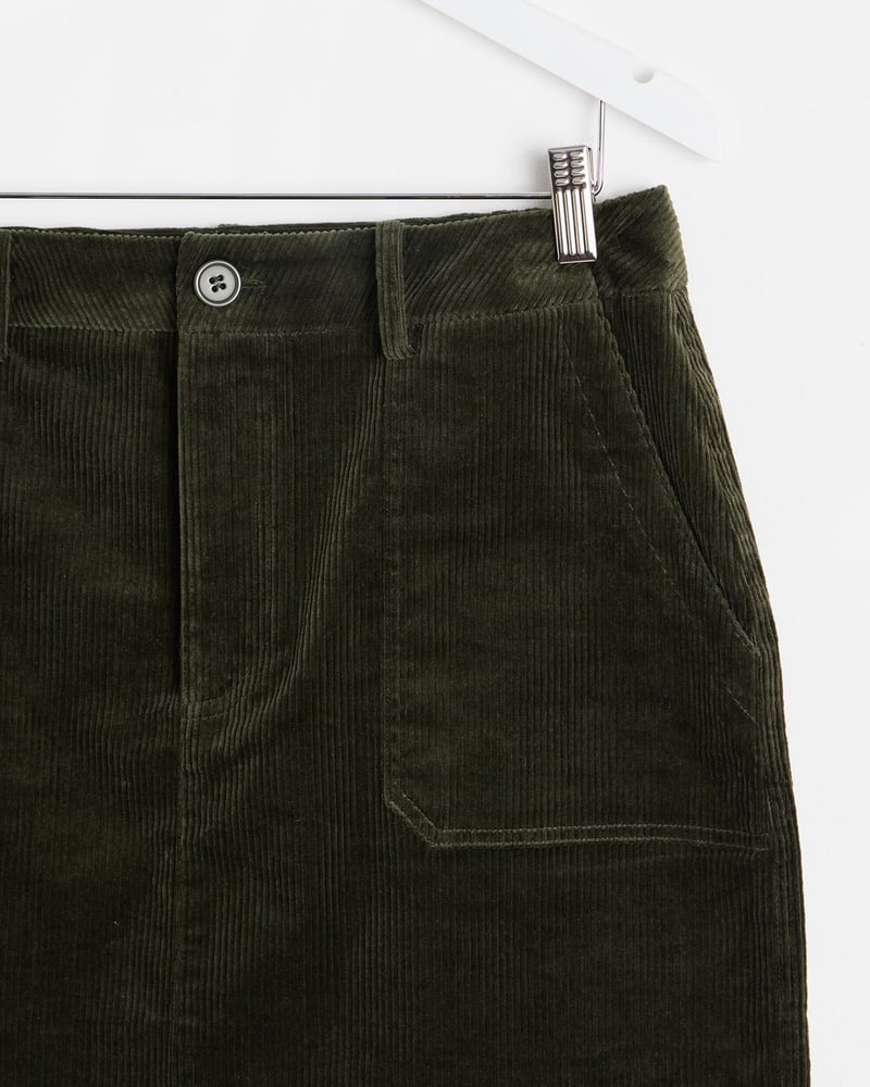 Khaki Green Corduroy Mini Skirt