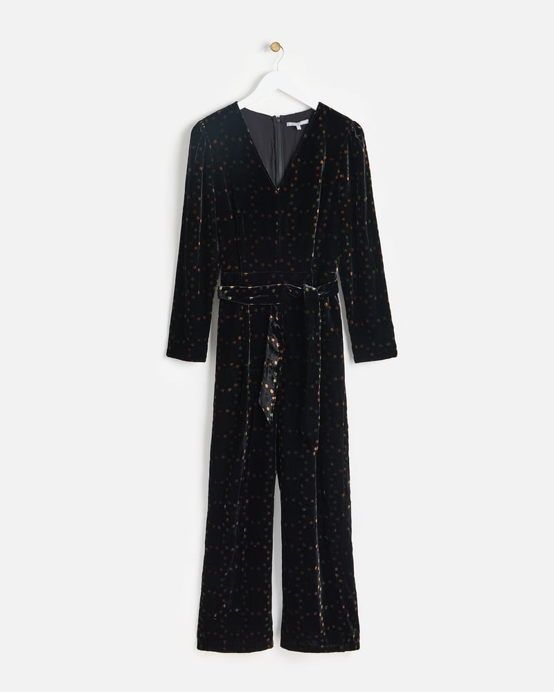 Black Velvet Metallic Spotty Jumpsuit