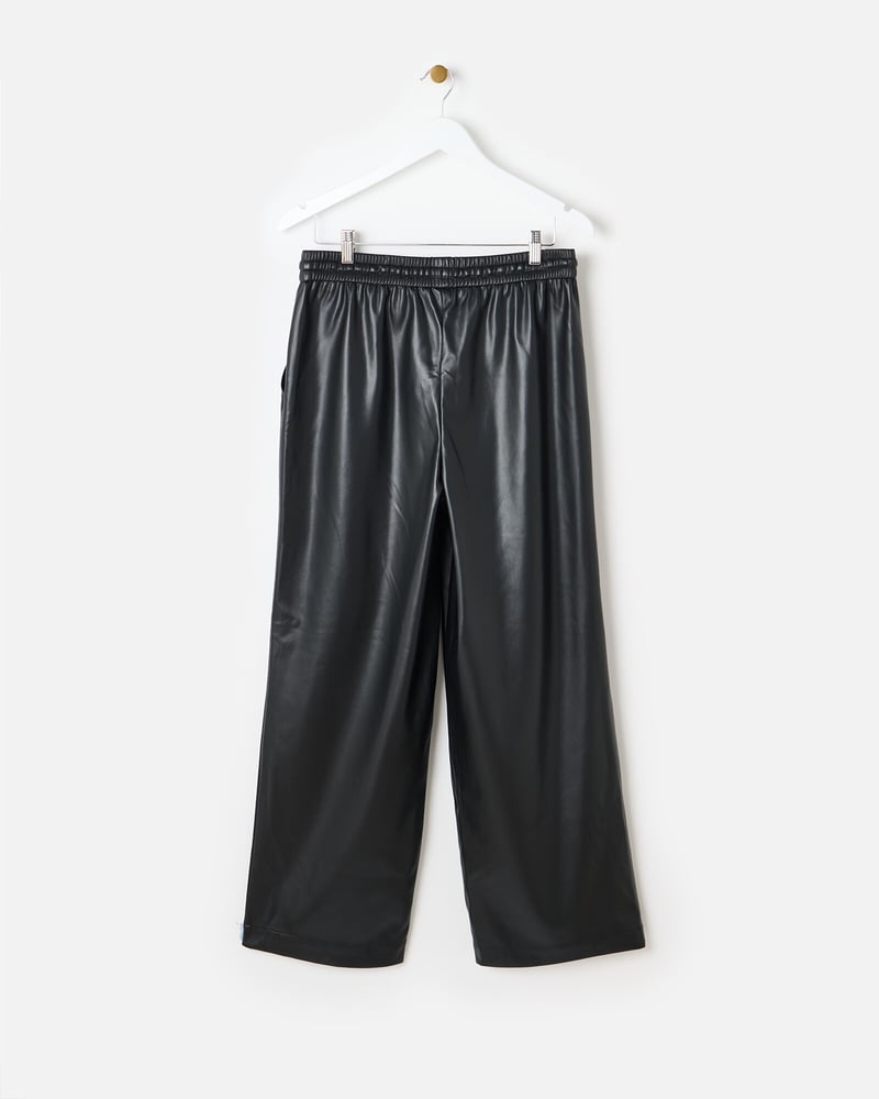 Black Faux Leather Wide Leg Trousers