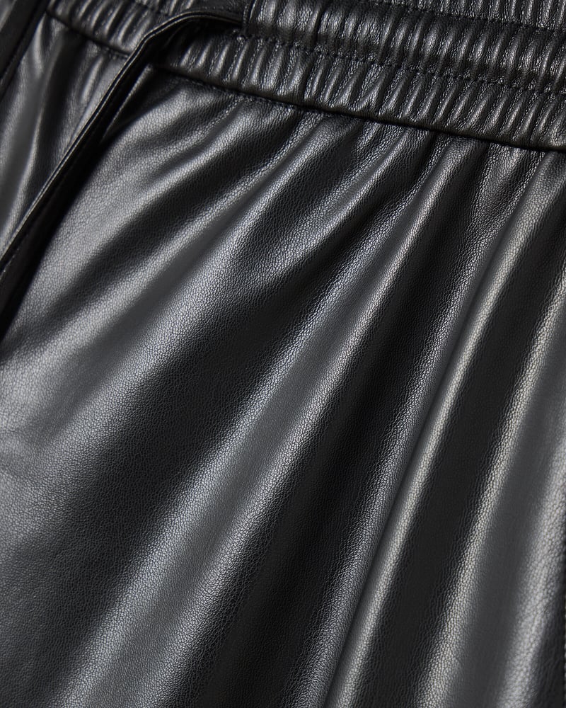 Black Faux Leather Wide Leg Trousers