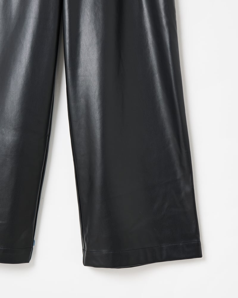 Black Faux Leather Wide Leg Trousers