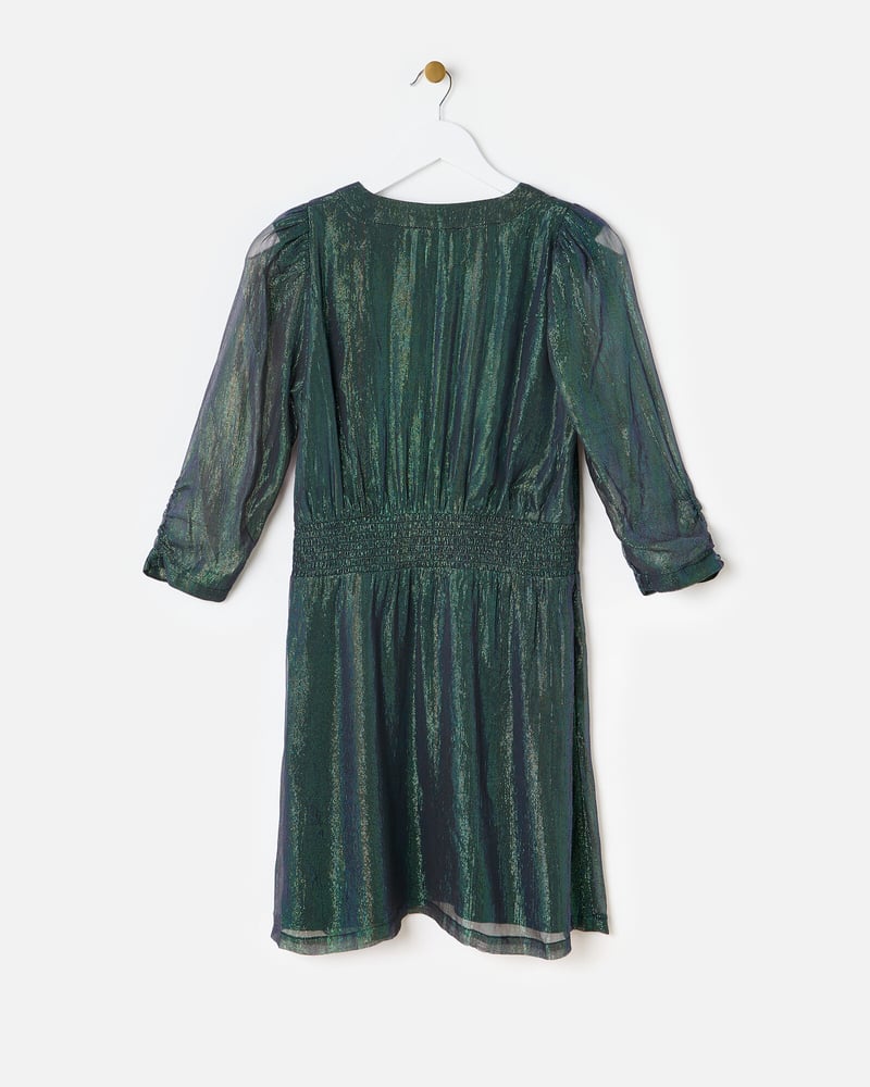 Green Sparkly Metallic Mini Dress