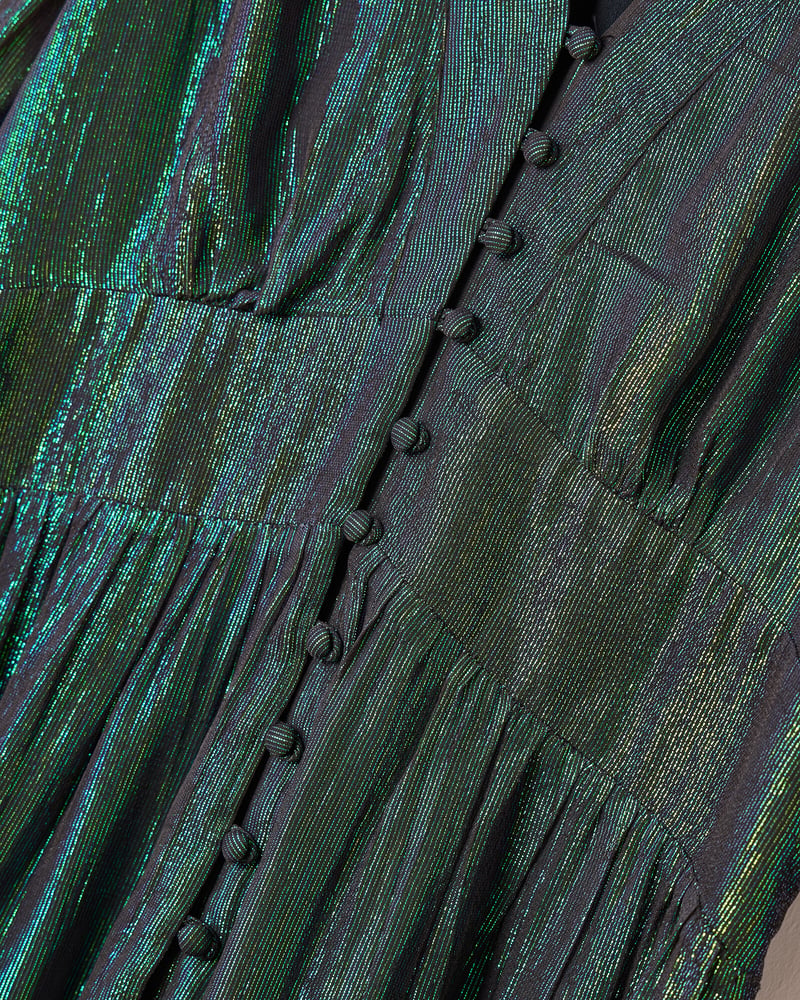 Green Sparkly Metallic Mini Dress