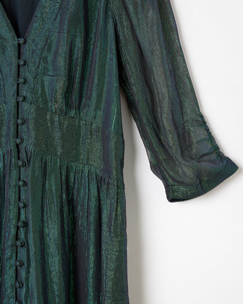 Green Sparkly Metallic Mini Dress