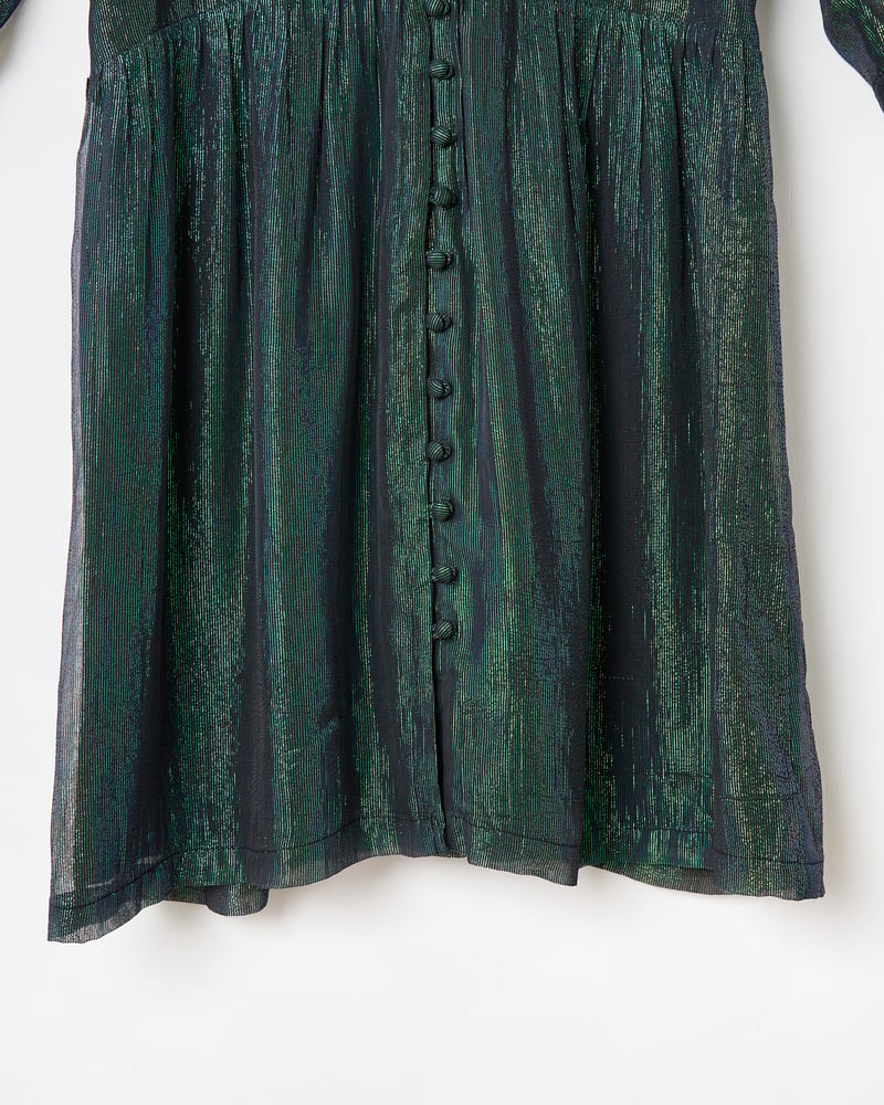 Green Sparkly Metallic Mini Dress