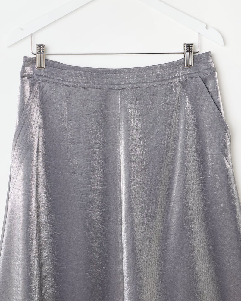 Silver Metallic Midi Skirt