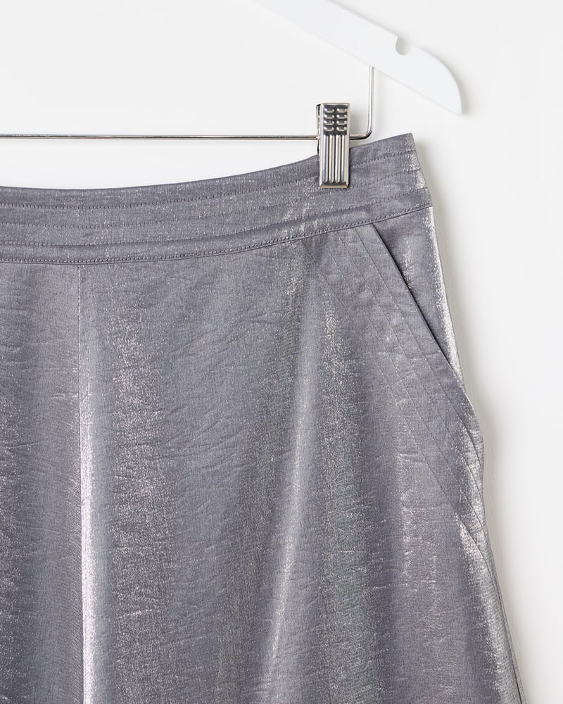 Silver Metallic Midi Skirt