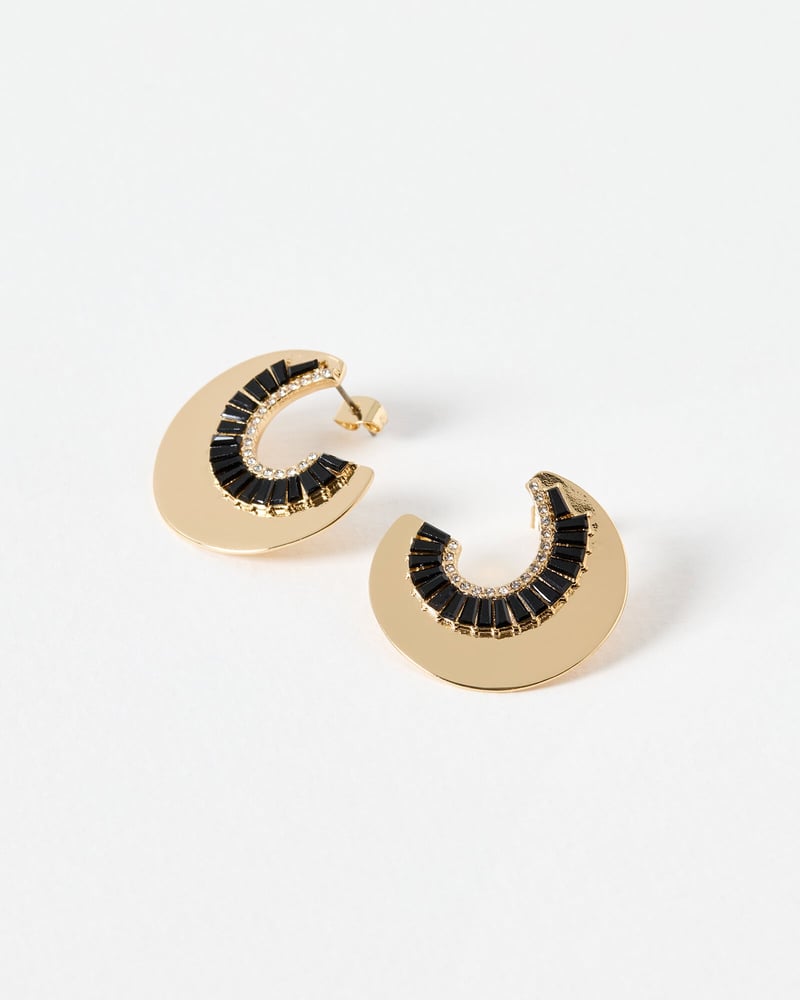 Tula Curved Black & Gold Tone Statement Earrings