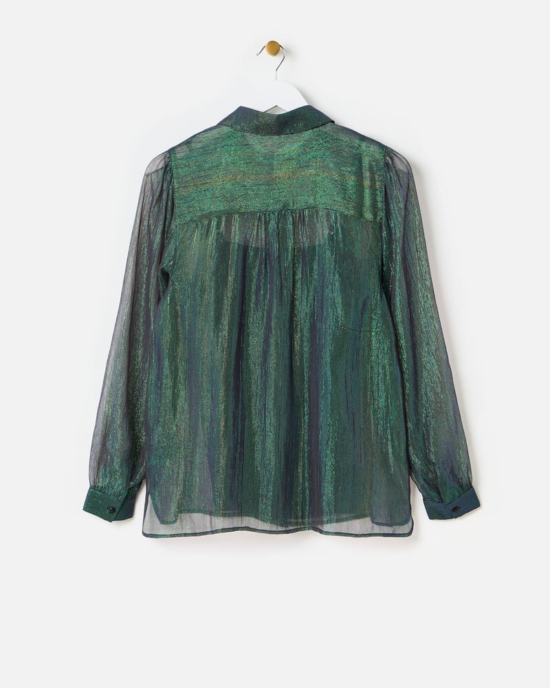 Green Metallic Sheer Shirt