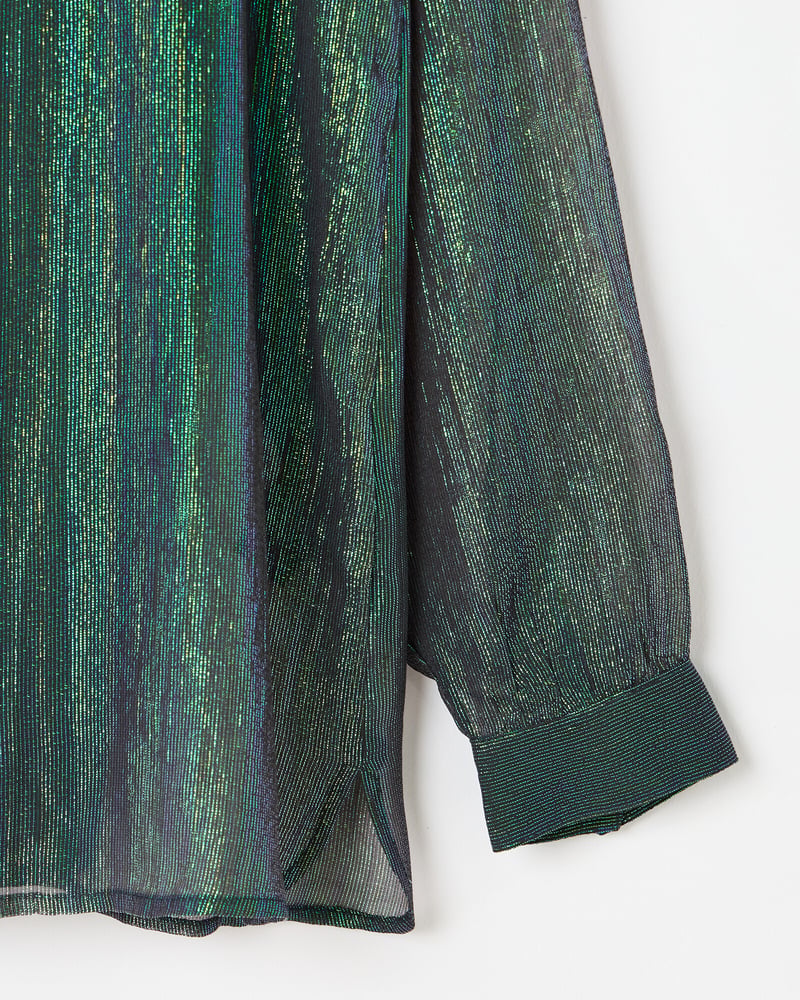 Green Metallic Sheer Shirt